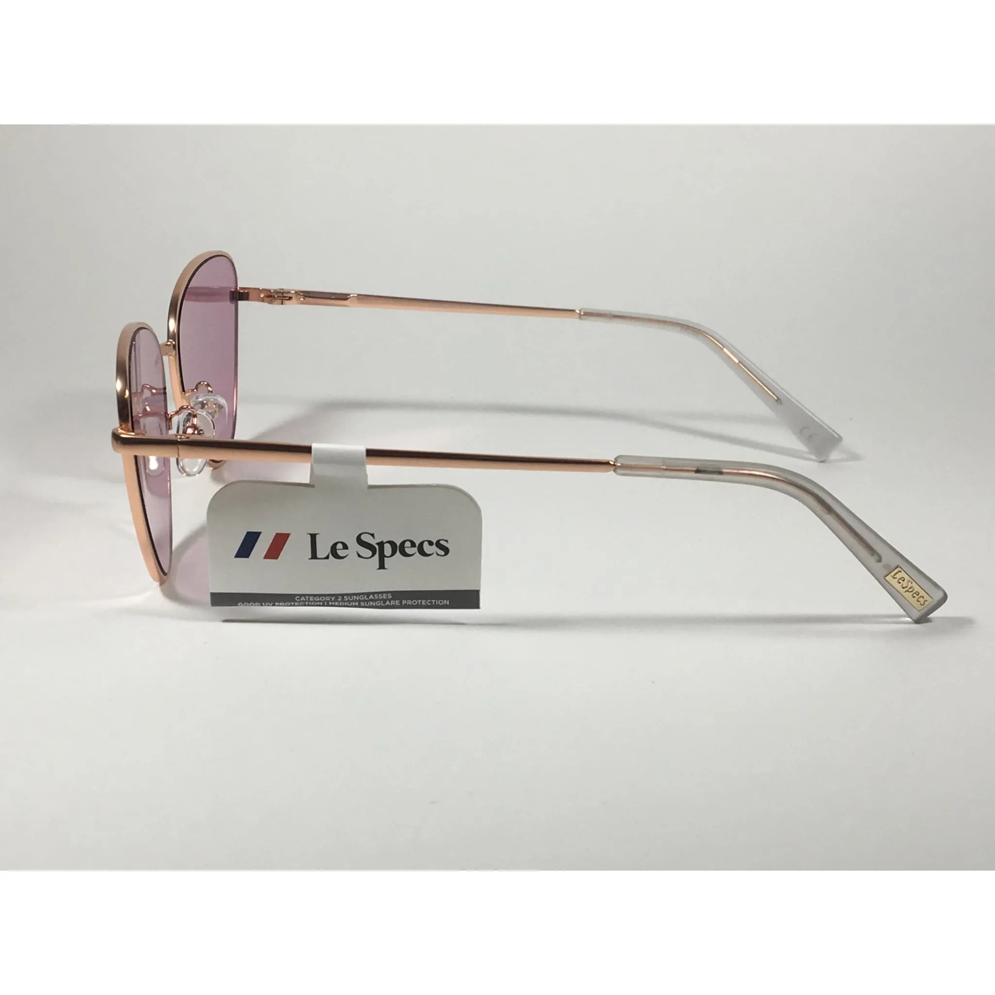 Le Specs Echo Butterfly Cat Sunglasses Matte Rose Gold Frame Pink Mirror Lens LSP1802171