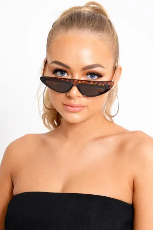 Leopard Slim Cat Eye Sunglasses - Jaeleigh