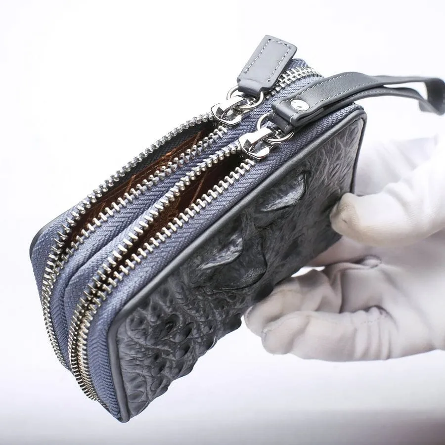 Light Gray Crocodile Backbone Skin Wallets