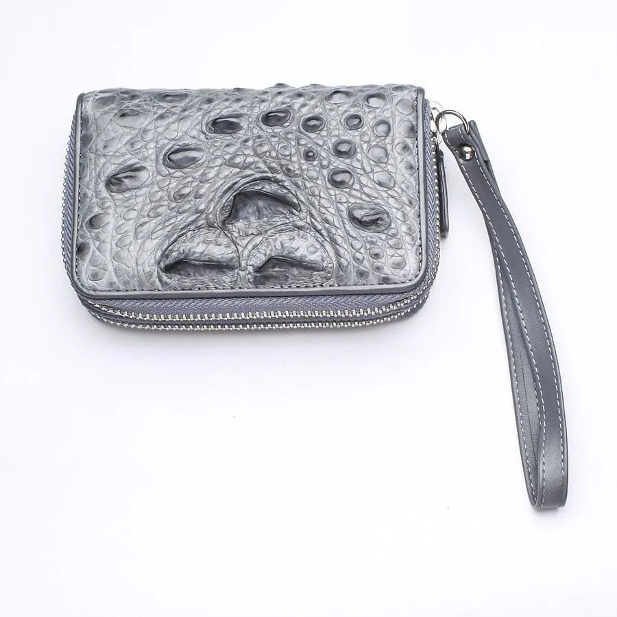 Light Gray Crocodile Backbone Skin Wallets