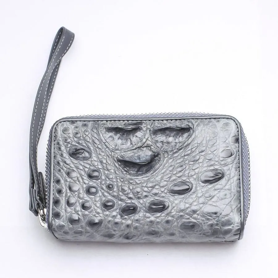 Light Gray Crocodile Backbone Skin Wallets