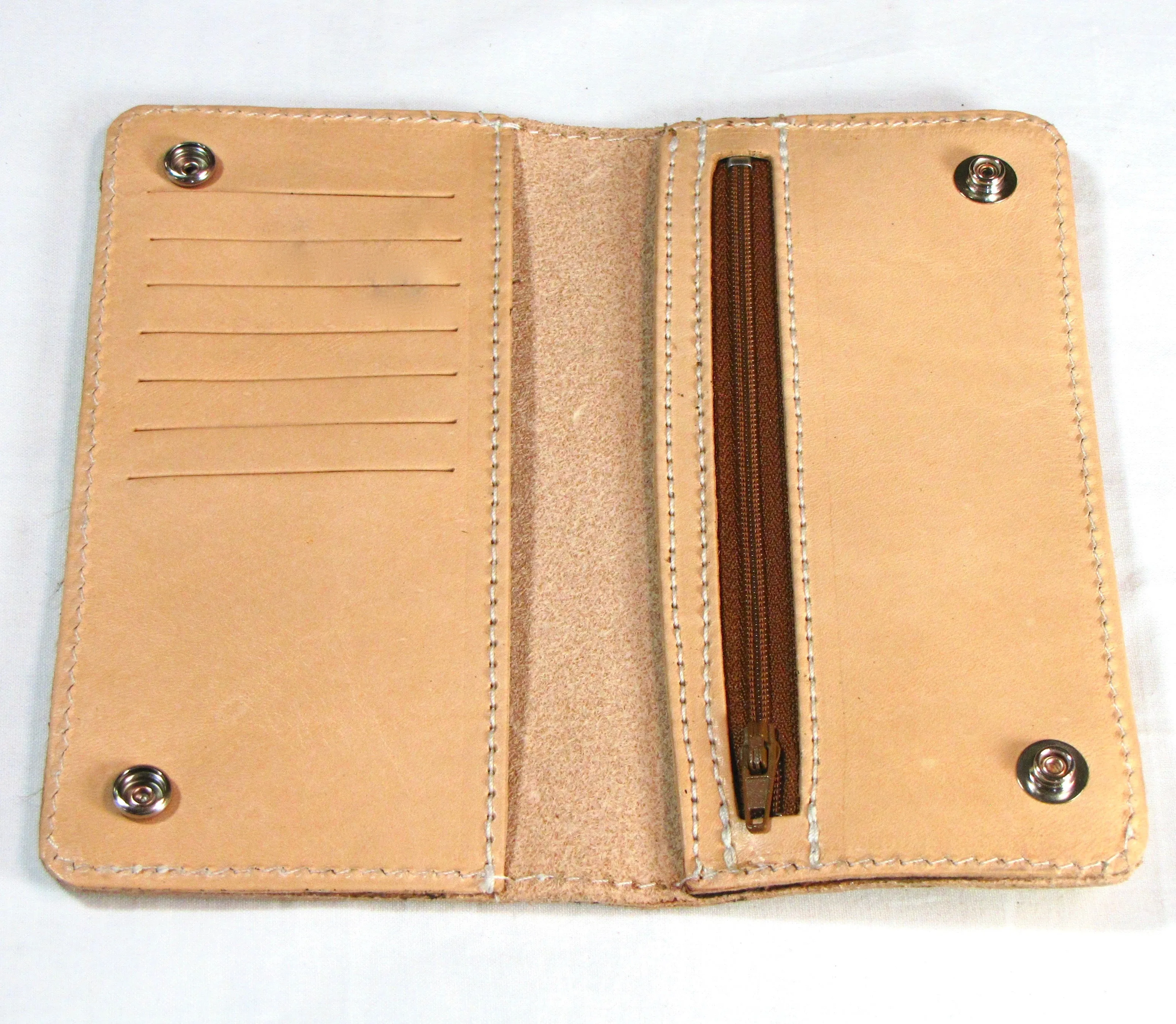 Long Bi-Fold Chain Wallet- Natural