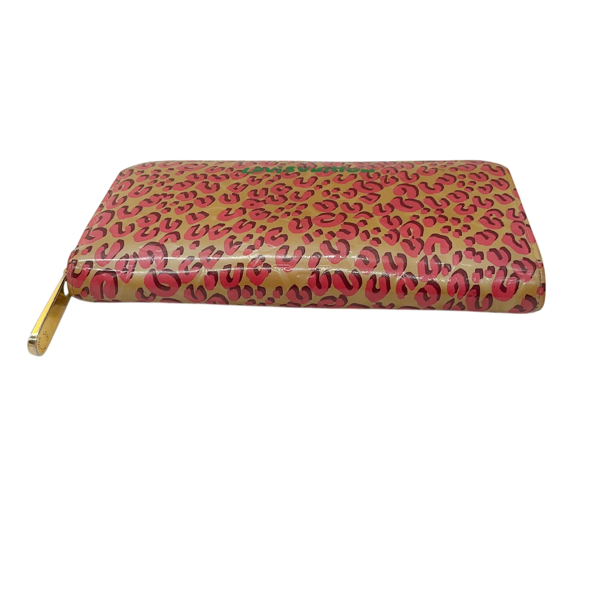 Louis Vuitton Beige / Pink / Green Printed Zip Around Wallet