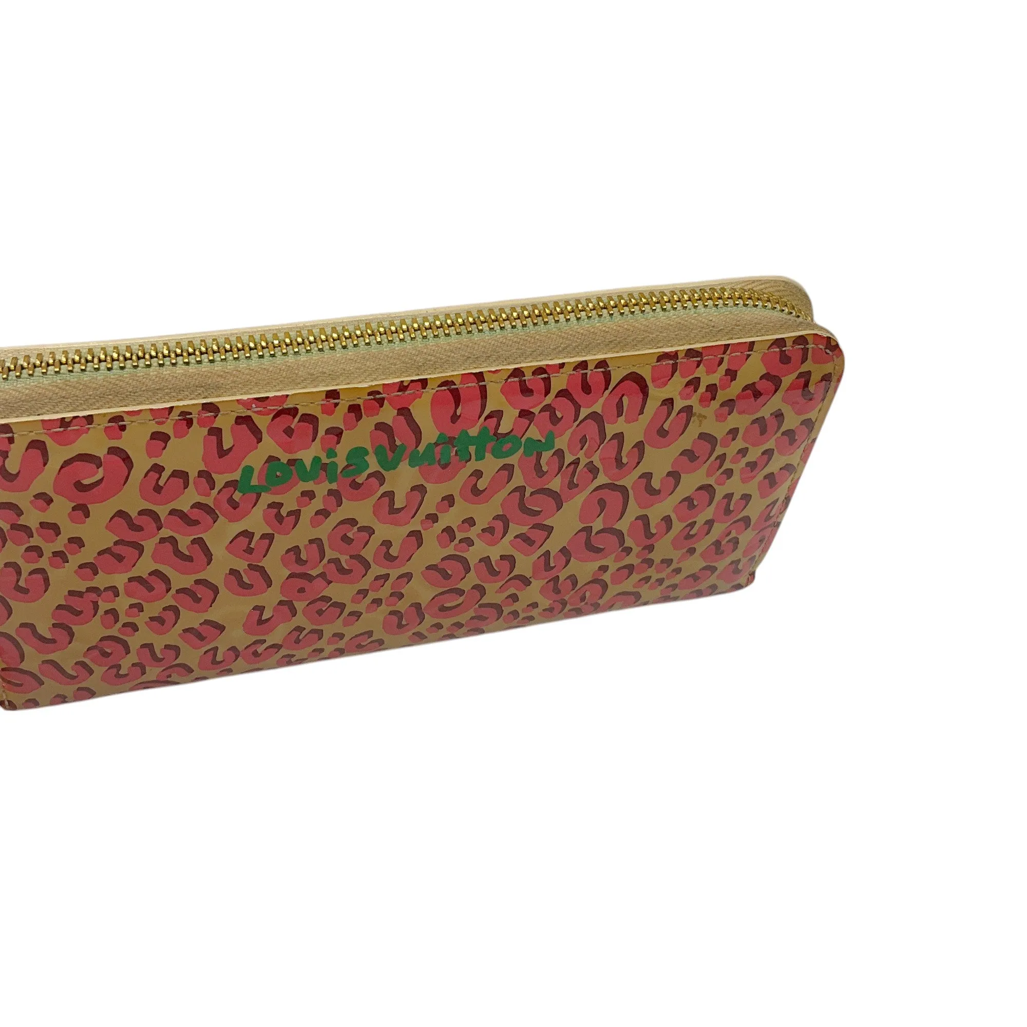Louis Vuitton Beige / Pink / Green Printed Zip Around Wallet