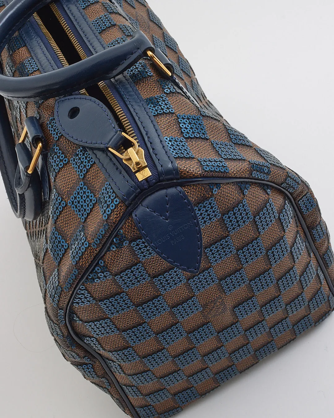 Louis Vuitton Brown Damier Navy Sequin Paillette Speedy 30