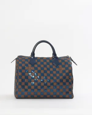 Louis Vuitton Brown Damier Navy Sequin Paillette Speedy 30