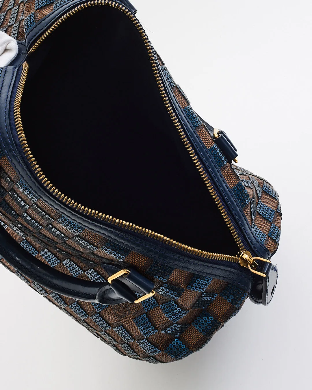 Louis Vuitton Brown Damier Navy Sequin Paillette Speedy 30