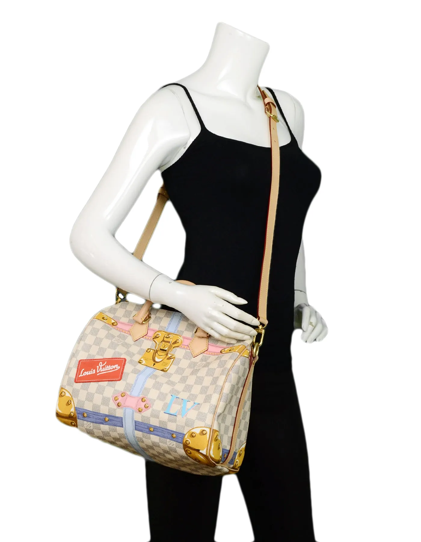Louis Vuitton Damier Azur Summer Trunks Speedy 30 Bandouliere