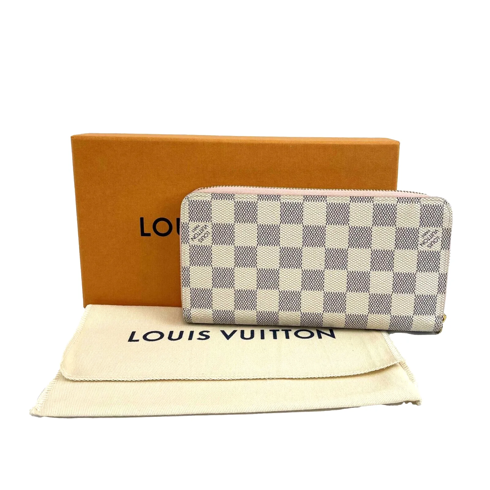 Louis Vuitton Damier Azur Zippy Wallet Rose Ballerine Pink Accessories