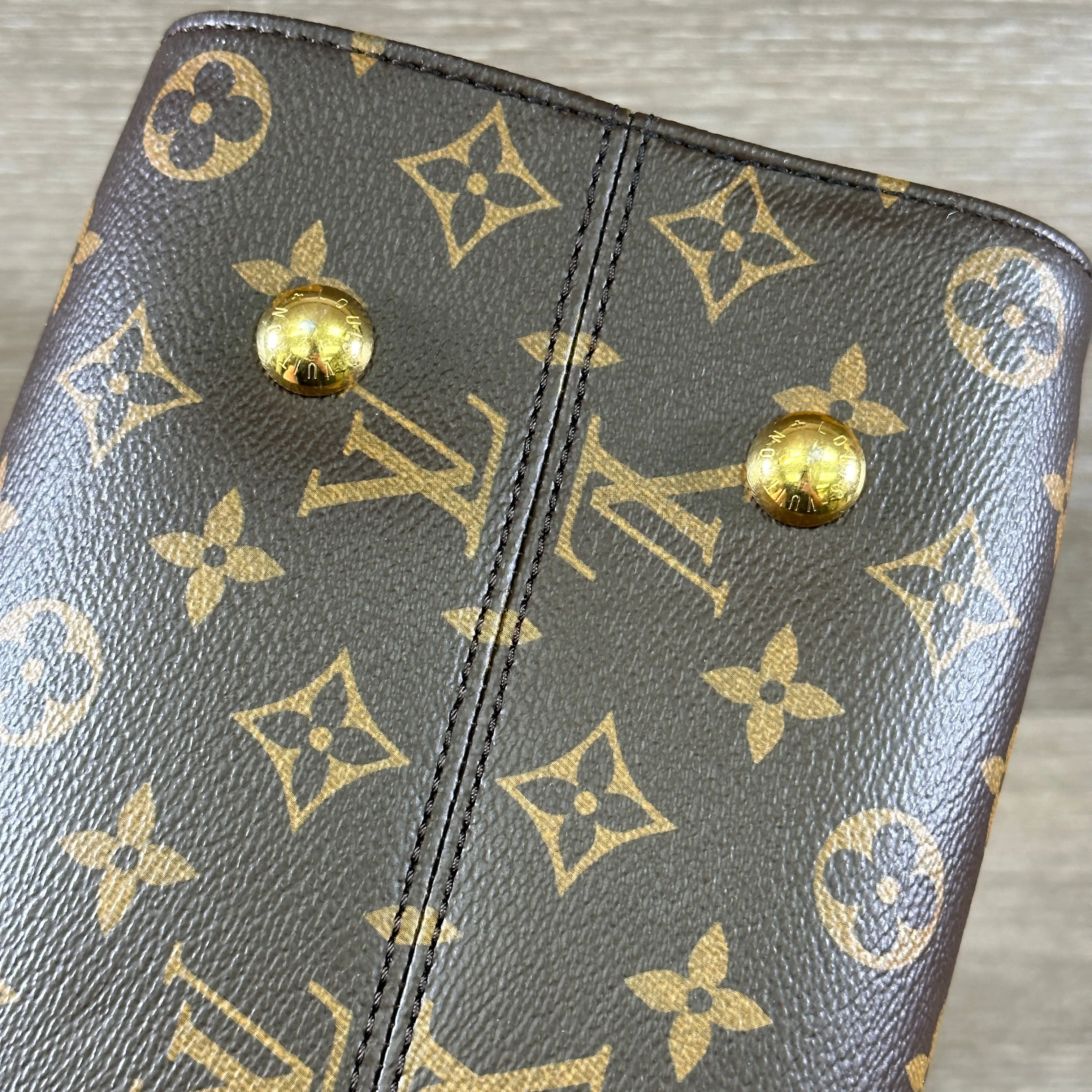 Louis Vuitton Tuileries Handbag Monogram Canvas with Red Leather