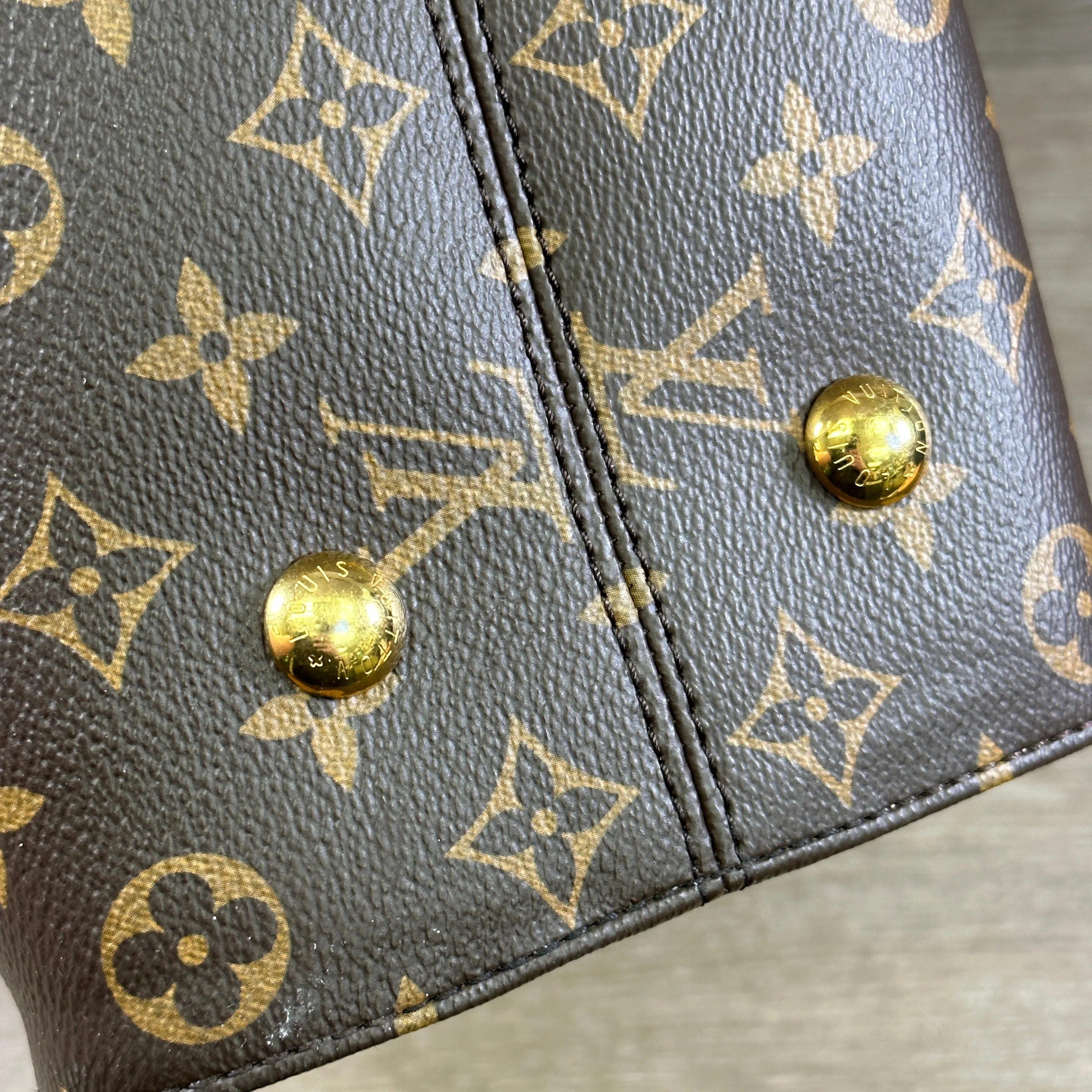 Louis Vuitton Tuileries Handbag Monogram Canvas with Red Leather