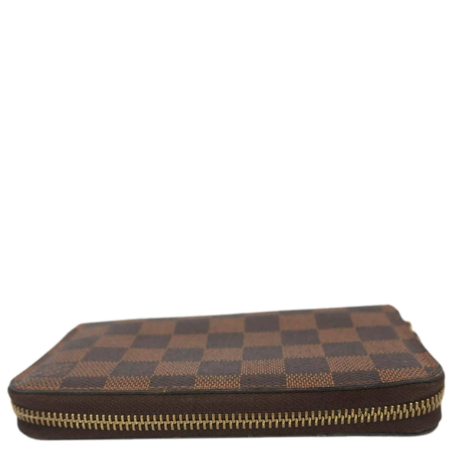 LOUIS VUITTON Zip Around Damier Ebene Wallet Brown