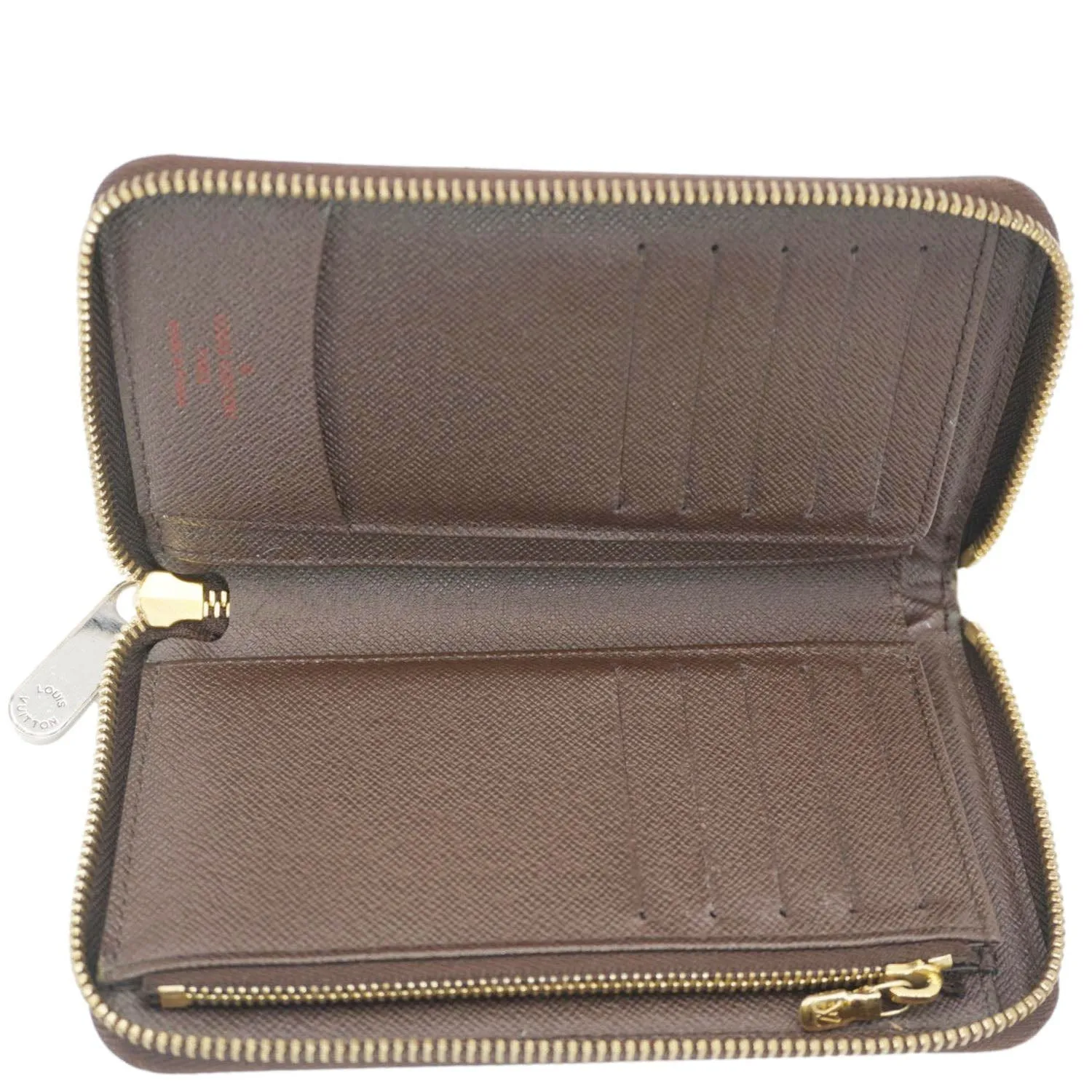 LOUIS VUITTON Zip Around Damier Ebene Wallet Brown