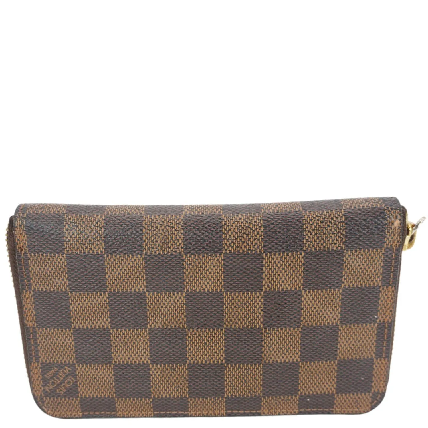 LOUIS VUITTON Zip Around Damier Ebene Wallet Brown