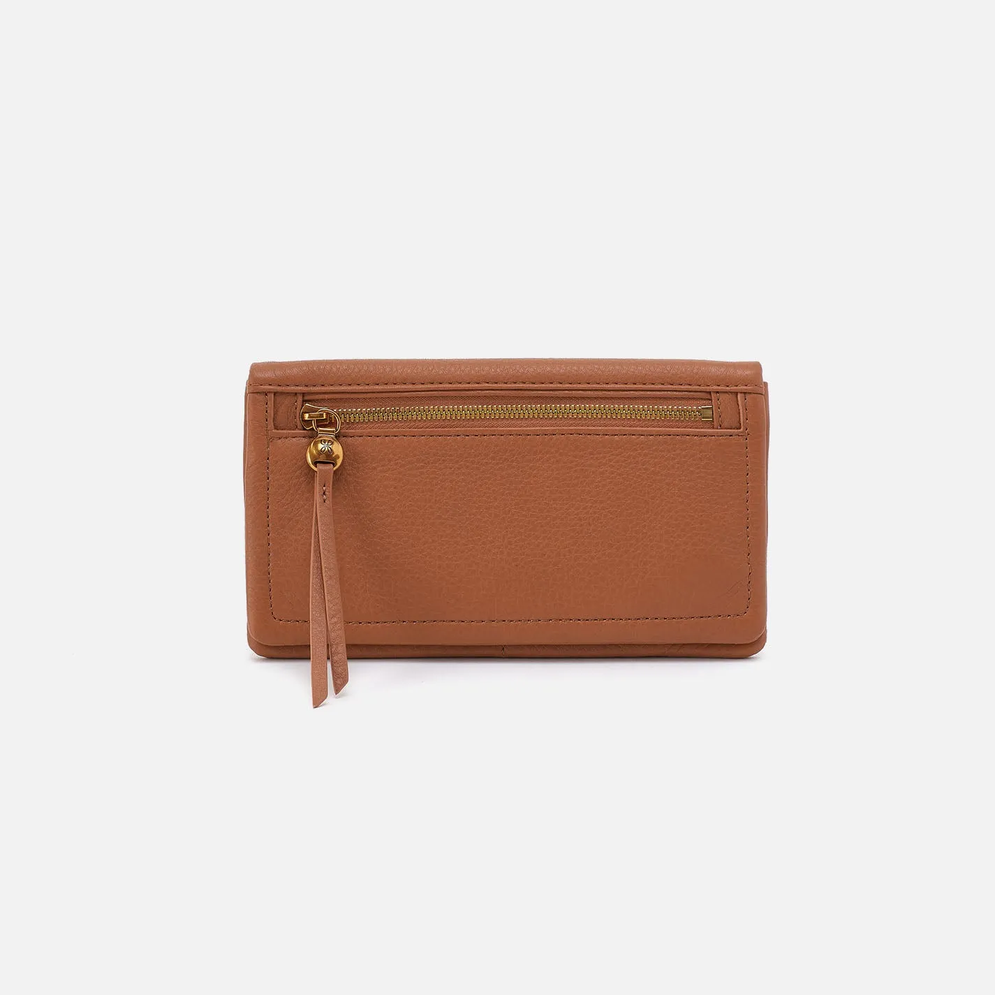 Lumen Continental Wallet In Pebbled Leather - Warm Honey