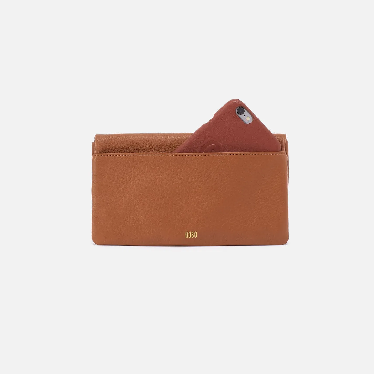 Lumen Continental Wallet In Pebbled Leather - Warm Honey