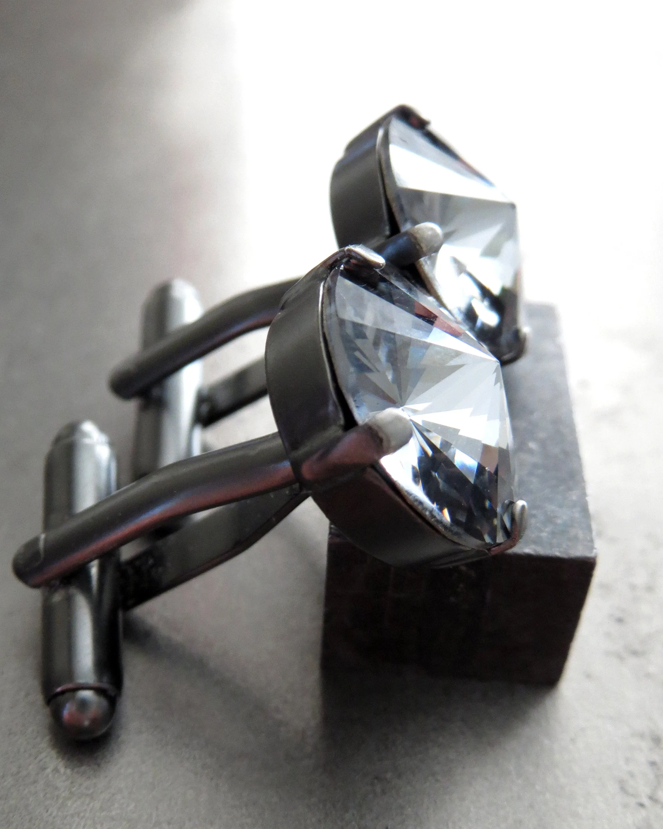 LUX TUX - Black Midnight Crystal Cufflinks