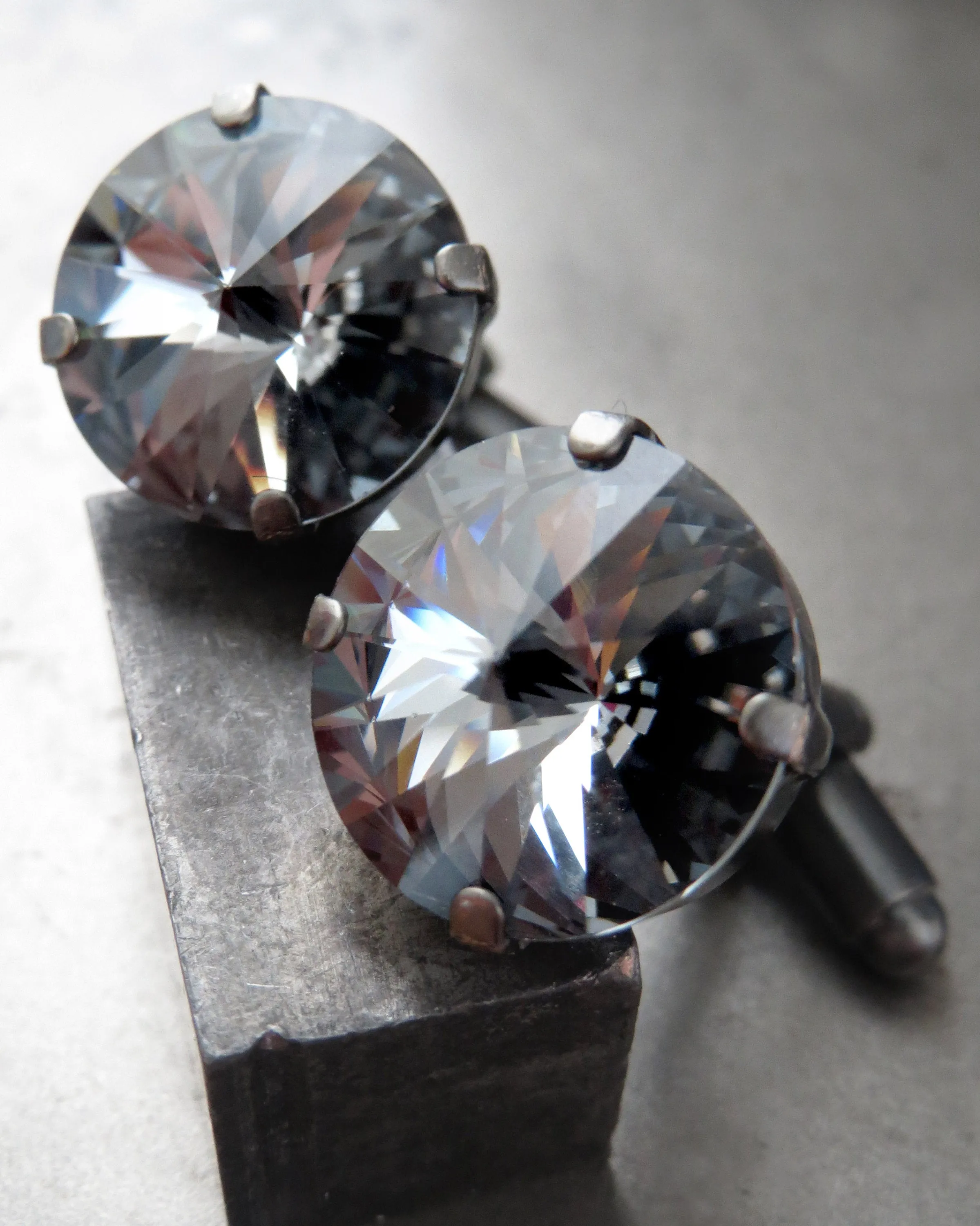 LUX TUX - Black Midnight Crystal Cufflinks