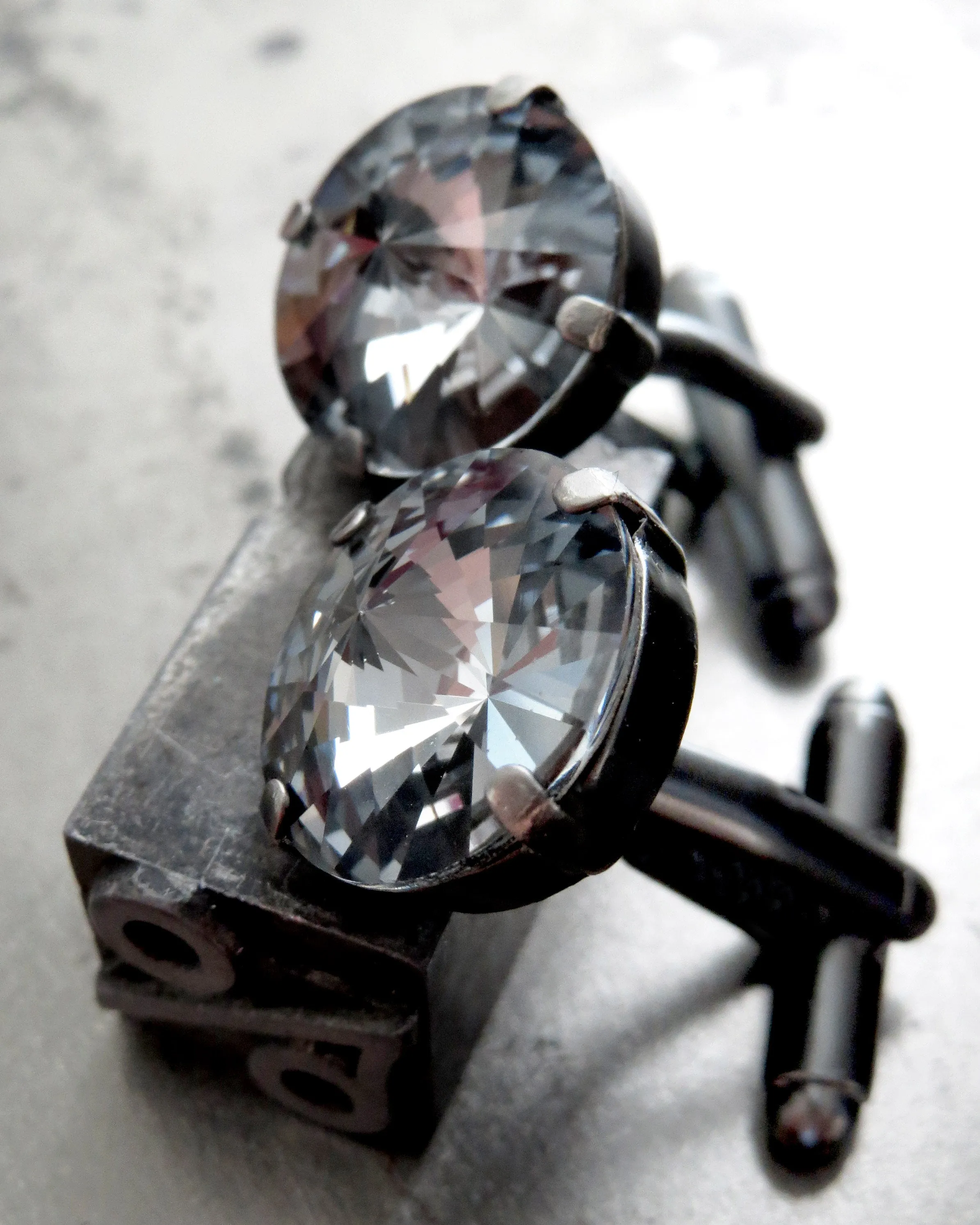 LUX TUX - Black Midnight Crystal Cufflinks