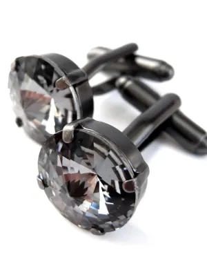 LUX TUX - Black Midnight Crystal Cufflinks
