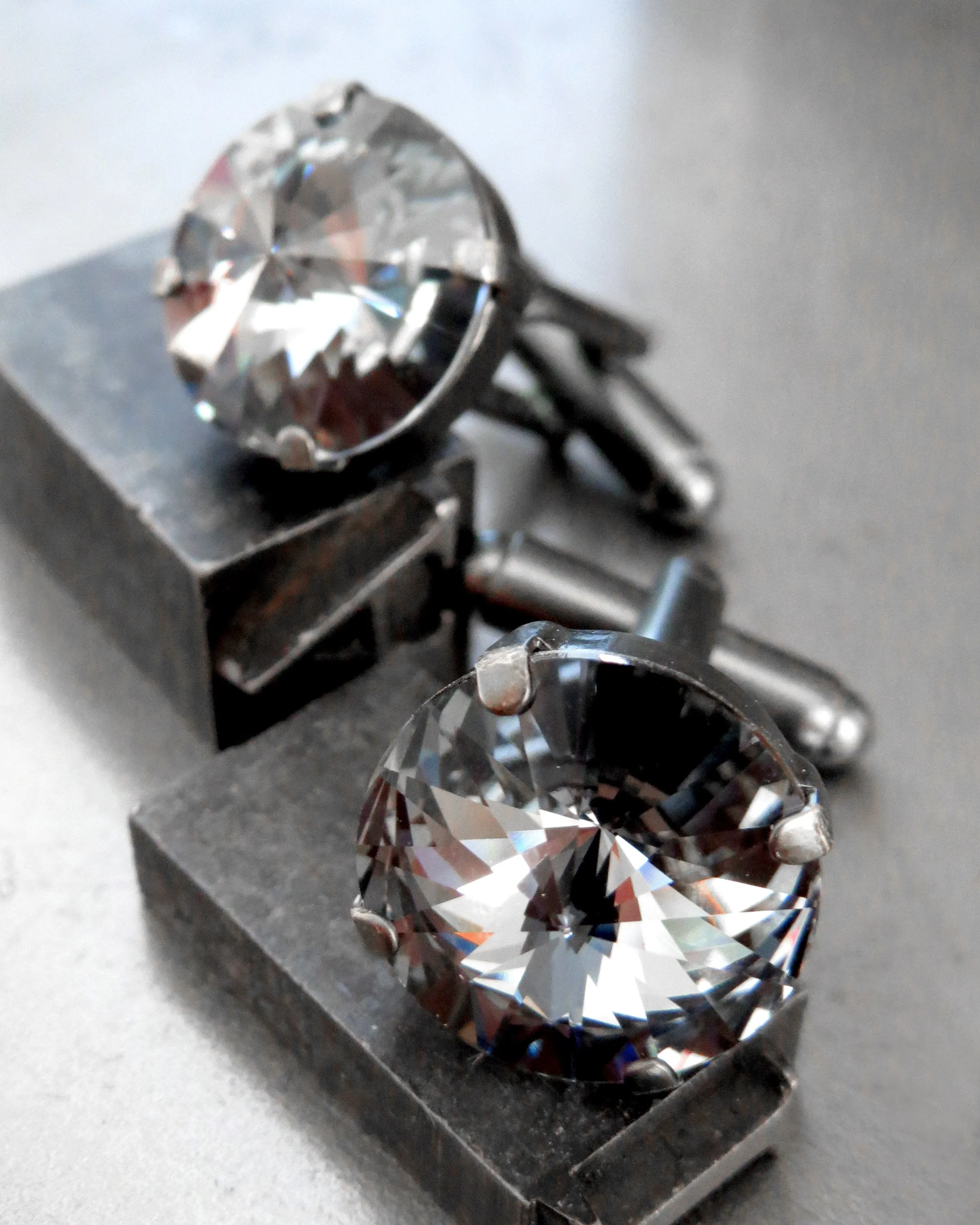 LUX TUX - Black Midnight Crystal Cufflinks