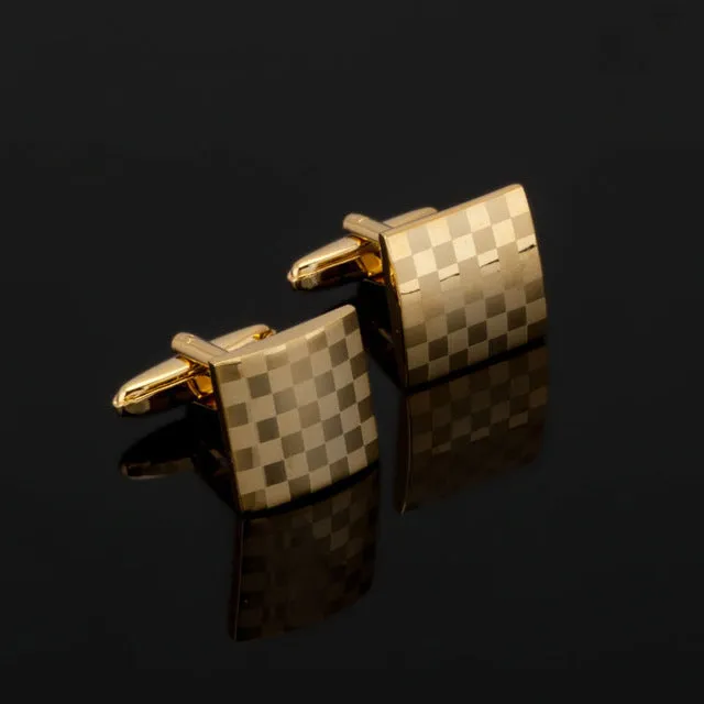 Luxury Fashion Laser Engraved Check Sudoku Design Cufflink 18 style for mens Brand cuff buttons cuff links High Quality Jewelry