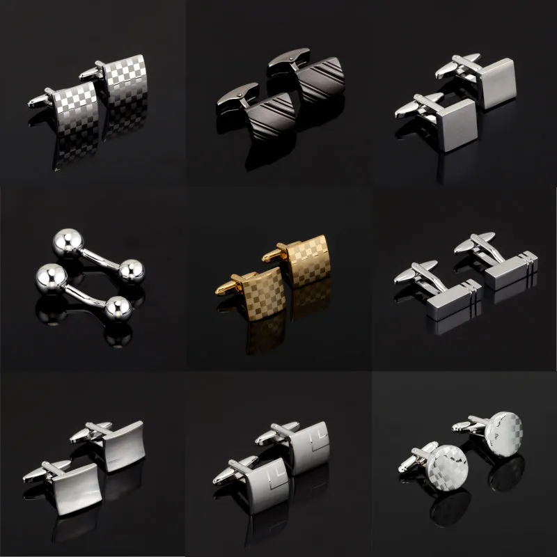 Luxury Fashion Laser Engraved Check Sudoku Design Cufflink 18 style for mens Brand cuff buttons cuff links High Quality Jewelry