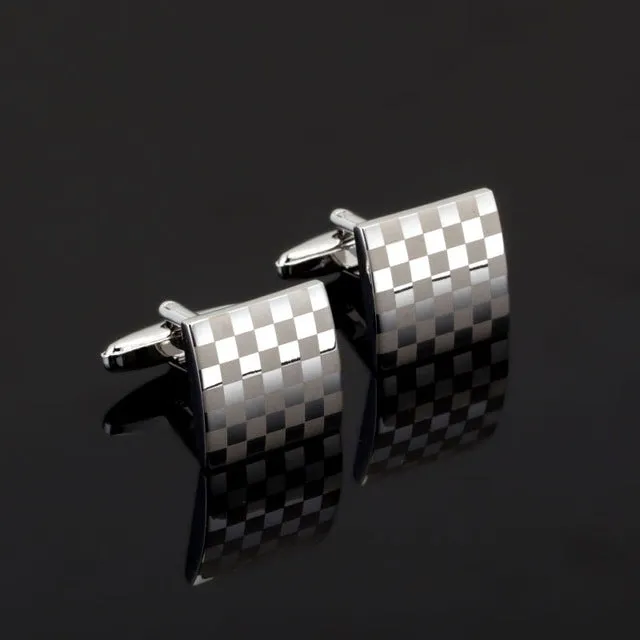 Luxury Fashion Laser Engraved Check Sudoku Design Cufflink 18 style for mens Brand cuff buttons cuff links High Quality Jewelry