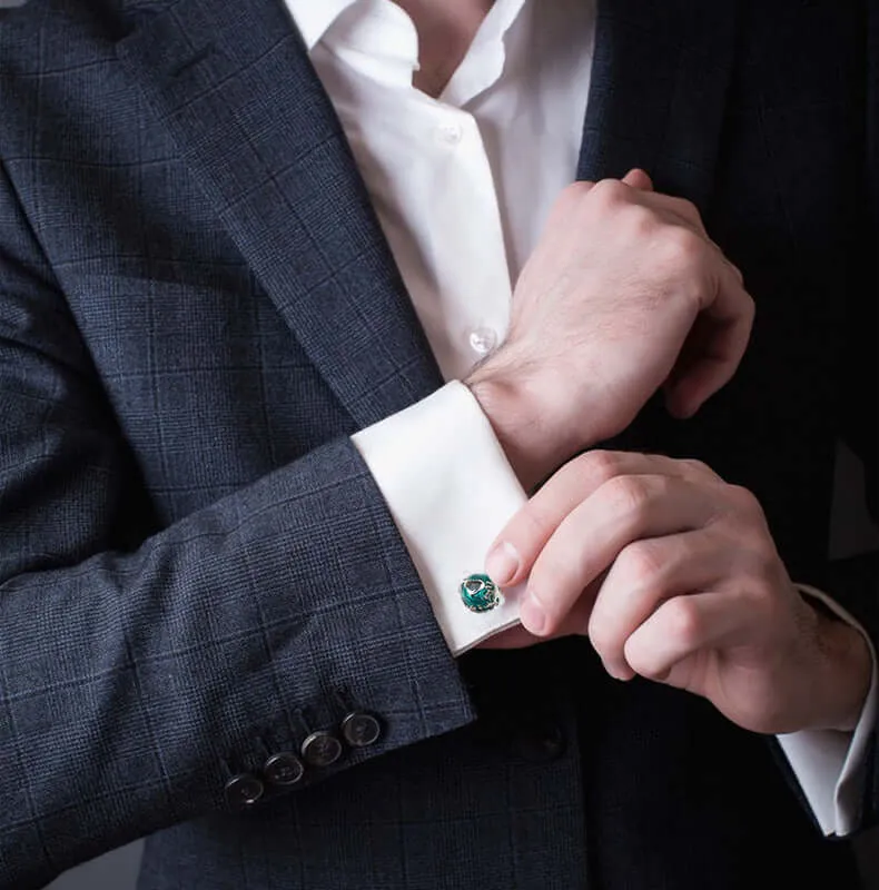 Luxury High Grade Green Earth Swank Cufflinks