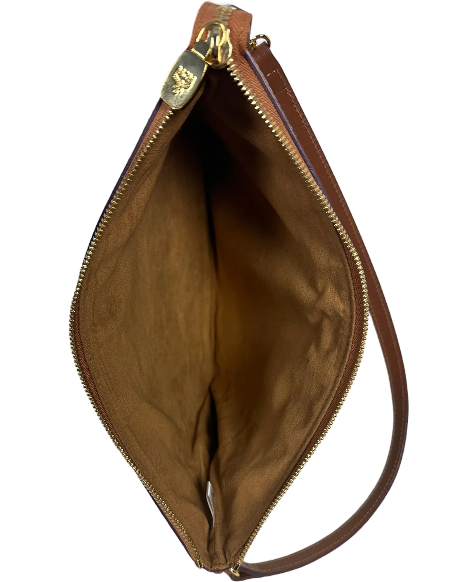 MCM Tan Visetos Monogram Pouch Bag