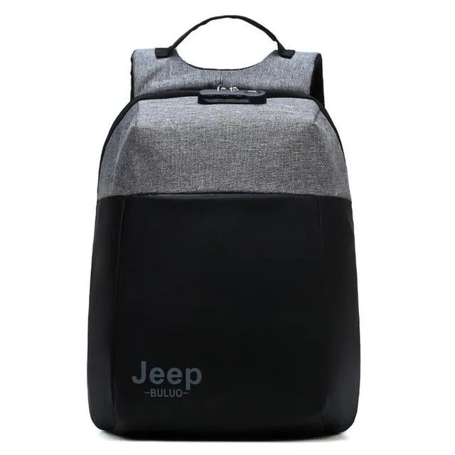 Men Anti Theft USB Charge Backpack for 15" Laptop