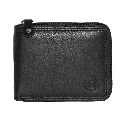 Men's Leather Zip Around Billfold Wallet