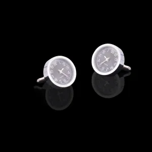 Men's Stainless Steel Silver & Black Functioning Watch Cufflinks Cufflinks with Box