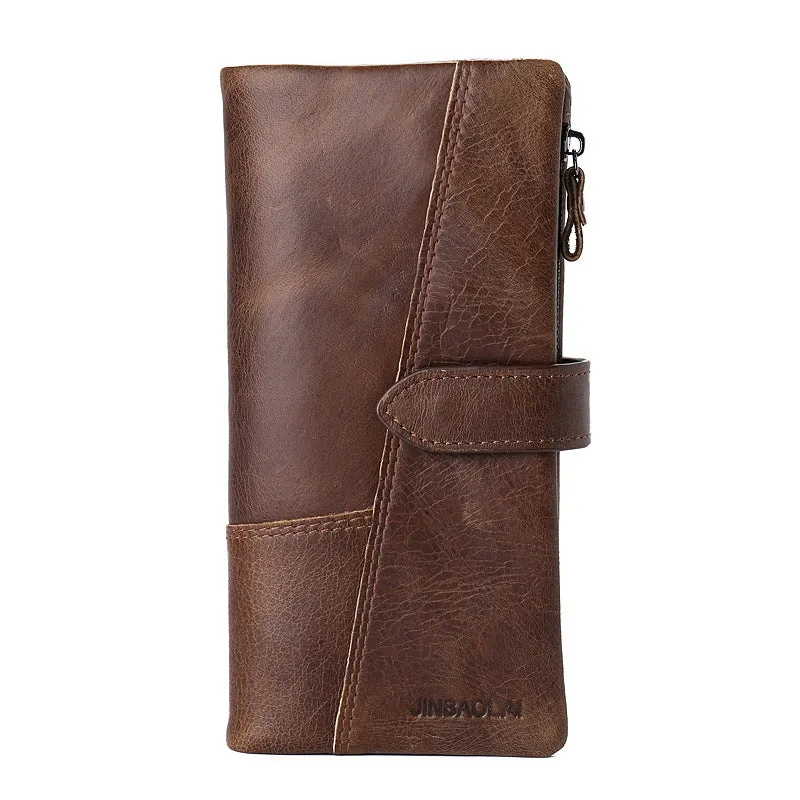 Men's Vintage Look Genuine Leather Long Bifold Wallet