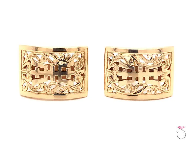Ming's Hawaii Longevity Cufflinks In 14K Yellow Gold