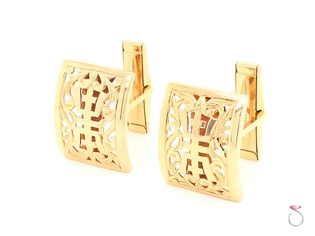 Ming's Hawaii Longevity Cufflinks In 14K Yellow Gold