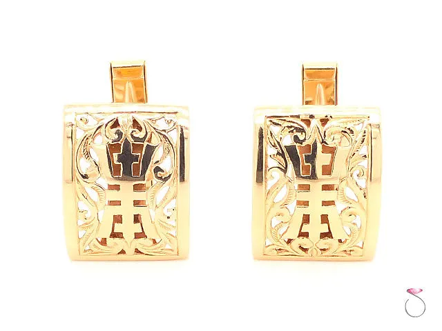 Ming's Hawaii Longevity Cufflinks In 14K Yellow Gold