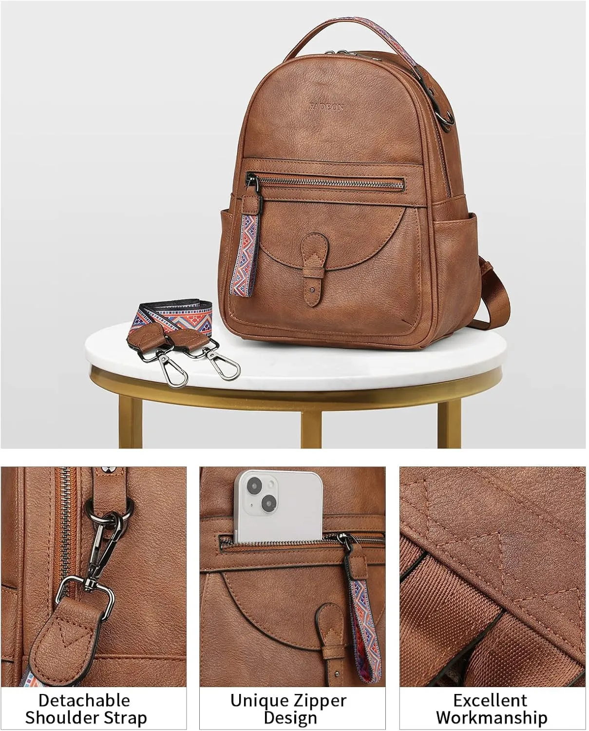 Mini Leather Backpack for Women, Designer Shoulder Backpacks, Ladies Fashion Handbag