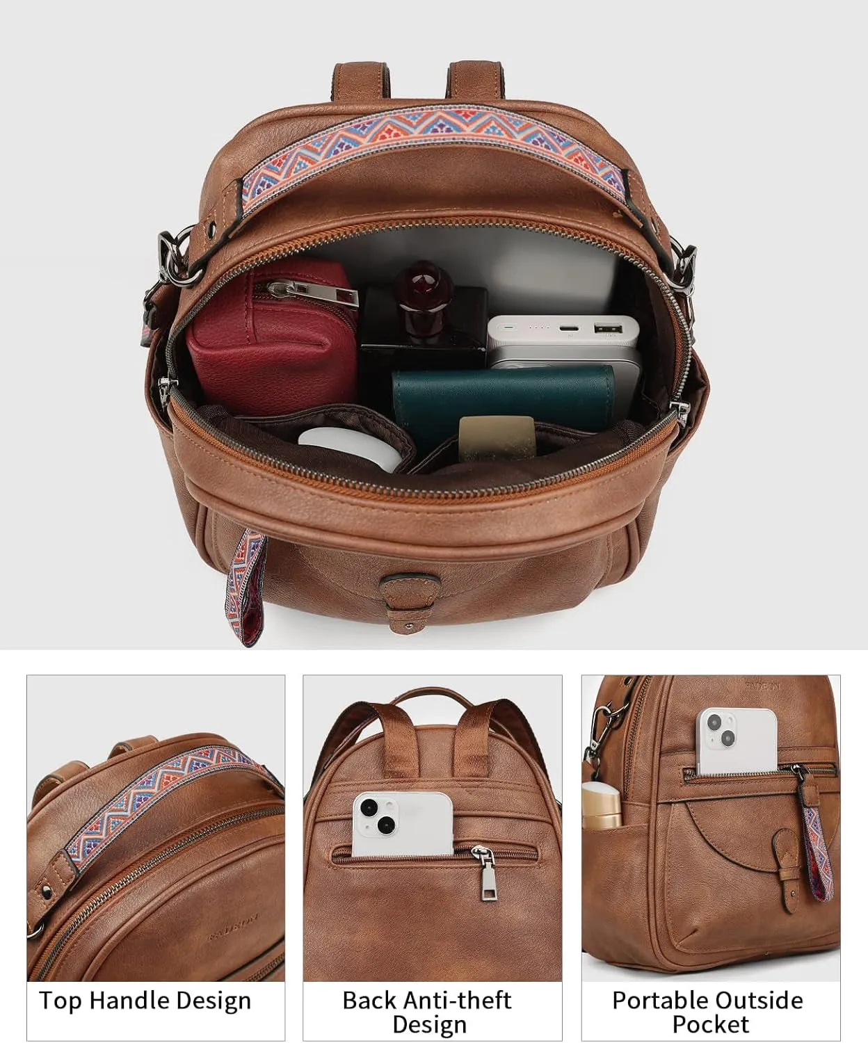 Mini Leather Backpack for Women, Designer Shoulder Backpacks, Ladies Fashion Handbag