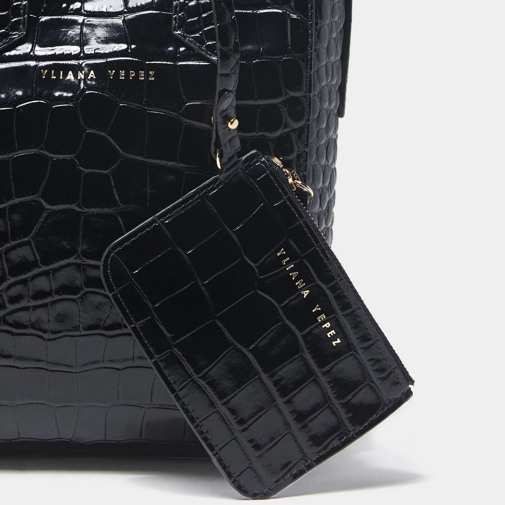 Mini Sarah croc black