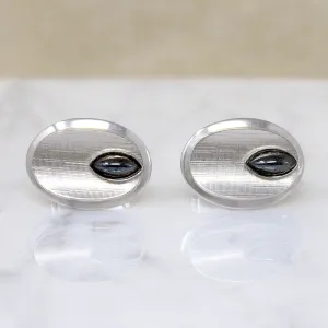 Modernist Silver-Tone Cufflinks with Hematite