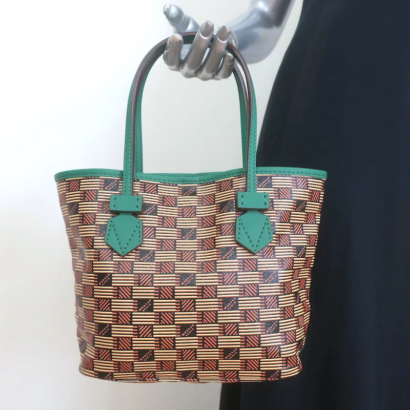 Moreau x Wunderkind Mini Saint Tropez Tote Bag Brown Printed Coated Canvas NEW