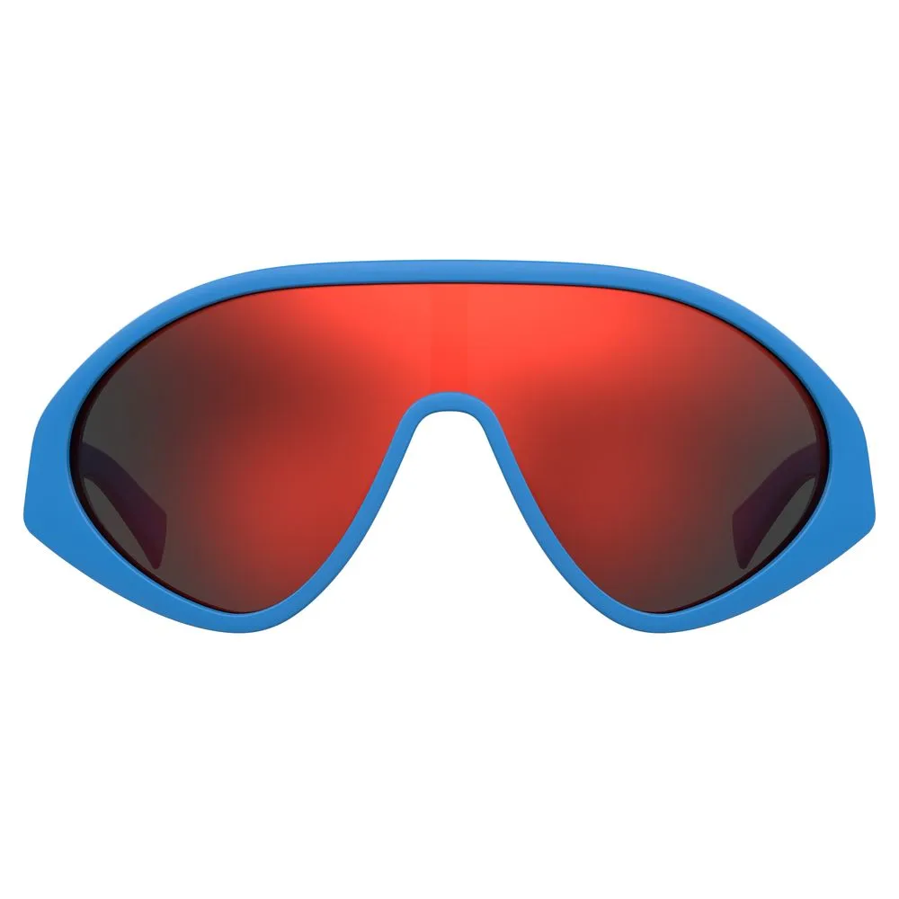 MOSCHINO MOS157SPJPJ9U Unisex Blue Sunglasses Resin Mirrored Shield Eyeglasses