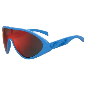MOSCHINO MOS157SPJPJ9U Unisex Blue Sunglasses Resin Mirrored Shield Eyeglasses