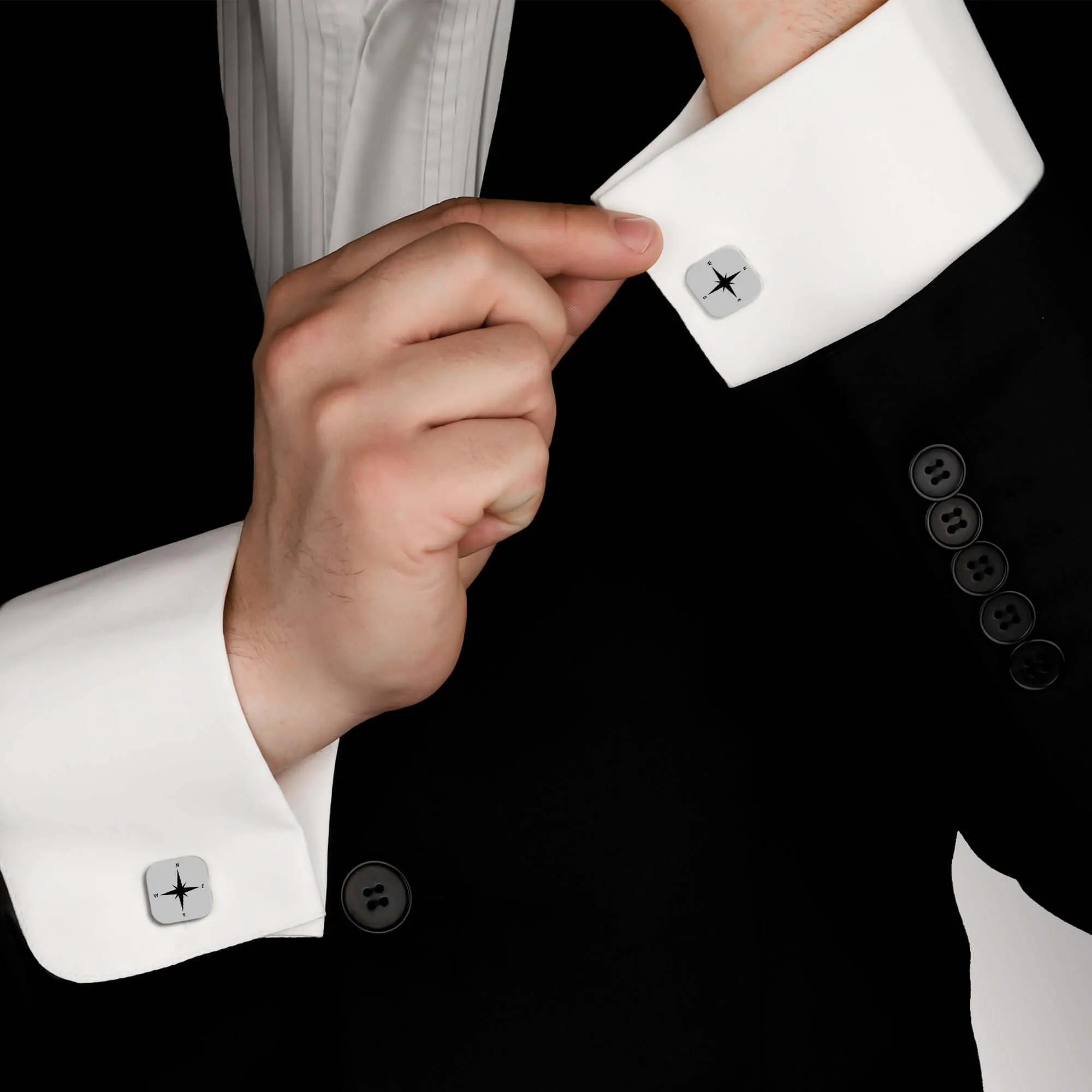 North Star Compass Cufflinks Groomsmen Gift Male Jewelry