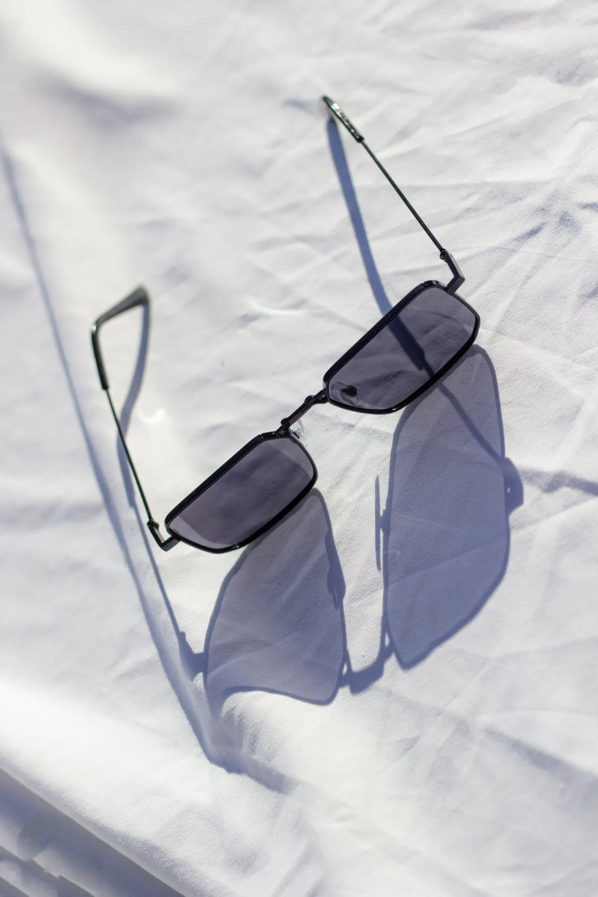 Nose Bridge Angular Rectangle Aviator Sunglasses