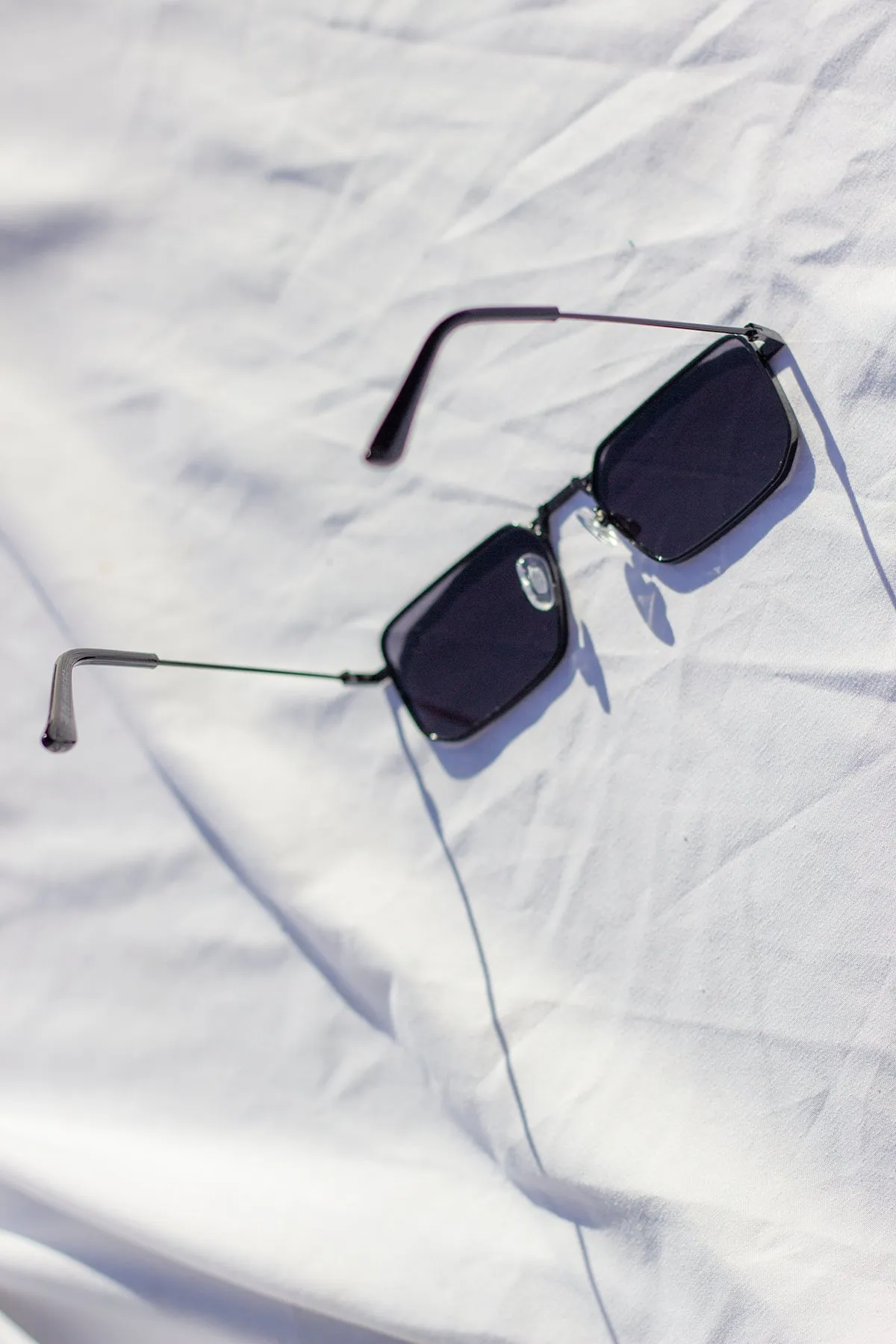 Nose Bridge Angular Rectangle Aviator Sunglasses
