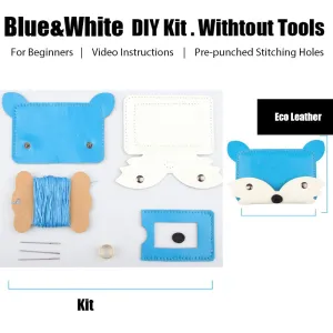 Orange Leather Card Holder Kit DIY Leather Fox Coin Wallets Kit DIY Eco Leather Project DIY Leather Kit