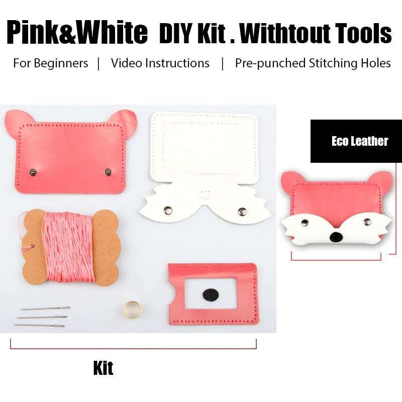 Orange Leather Card Holder Kit DIY Leather Fox Coin Wallets Kit DIY Eco Leather Project DIY Leather Kit
