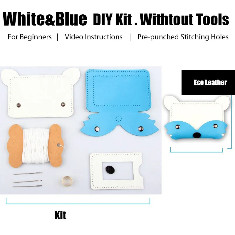 Orange Leather Card Holder Kit DIY Leather Fox Coin Wallets Kit DIY Eco Leather Project DIY Leather Kit